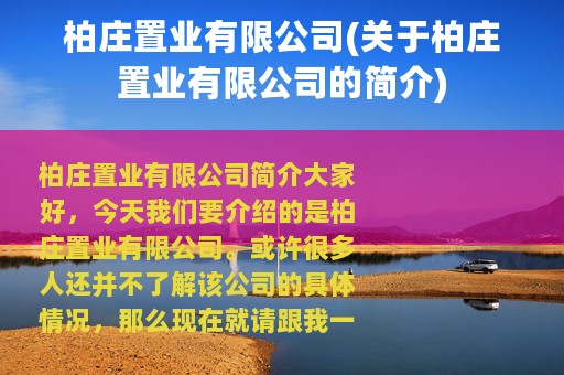 柏庄置业有限公司(关于柏庄置业有限公司的简介)