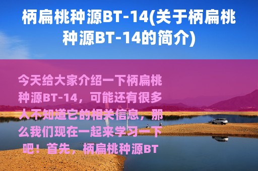 柄扁桃种源BT-14(关于柄扁桃种源BT-14的简介)