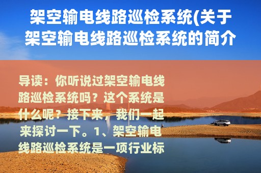 架空输电线路巡检系统(关于架空输电线路巡检系统的简介)