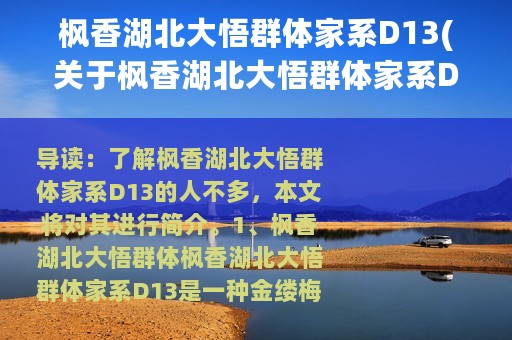 枫香湖北大悟群体家系D13(关于枫香湖北大悟群体家系D13的简介)