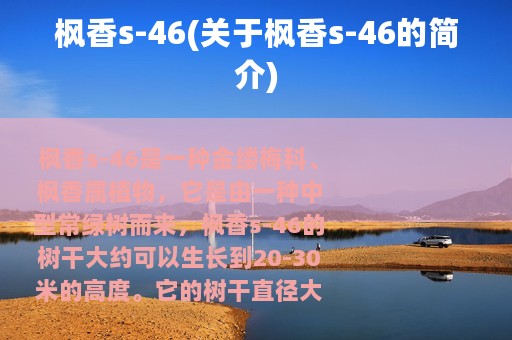 枫香s-46(关于枫香s-46的简介)