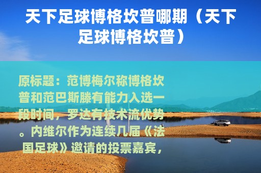 天下足球博格坎普哪期（天下足球博格坎普）