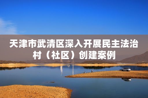 天津市武清区深入开展民主法治村（社区）创建案例
