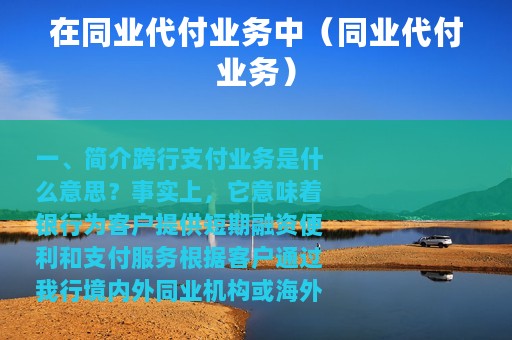 在同业代付业务中（同业代付业务）