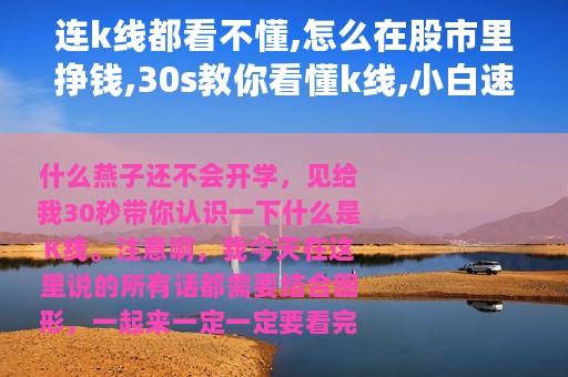 连k线都看不懂,怎么在股市里挣钱,30s教你看懂k线,小白速来