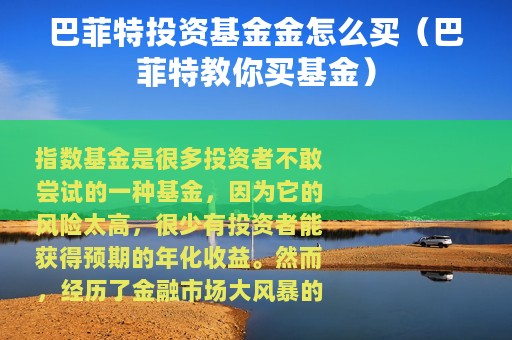 巴菲特投资基金金怎么买（巴菲特教你买基金）
