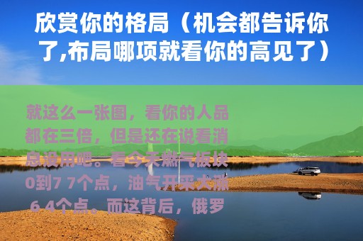 欣赏你的格局（机会都告诉你了,布局哪项就看你的高见了）