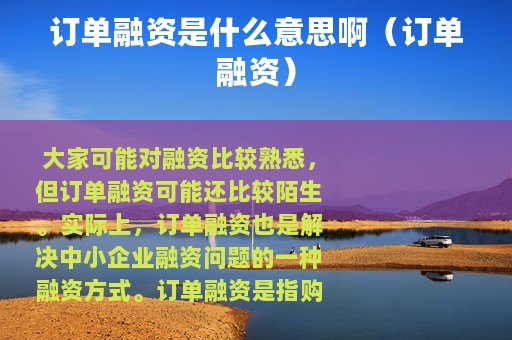 订单融资是什么意思啊（订单融资）