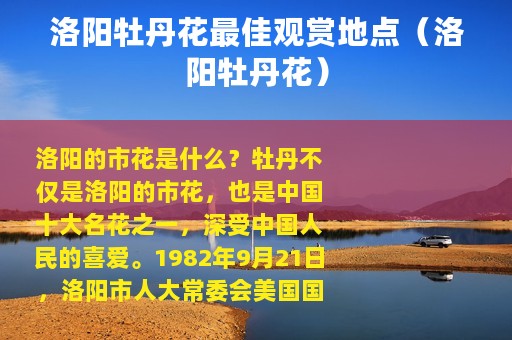 洛阳牡丹花最佳观赏地点（洛阳牡丹花）