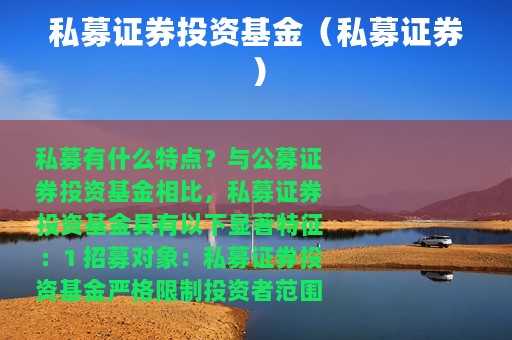 私募证券投资基金（私募证券）