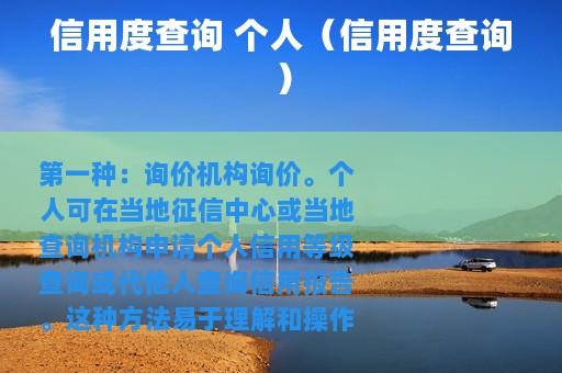 信用度查询 个人（信用度查询）