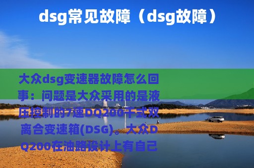 dsg常见故障（dsg故障）