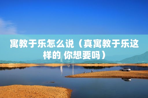 寓教于乐怎么说（真寓教于乐这样的 你想要吗）