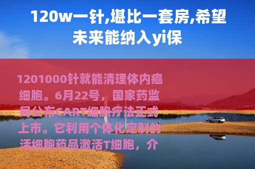 120w一针,堪比一套房,希望未来能纳入yi保