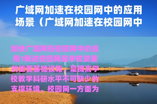 广域网加速在校园网中的应用场景（广域网加速在校园网中的应用）