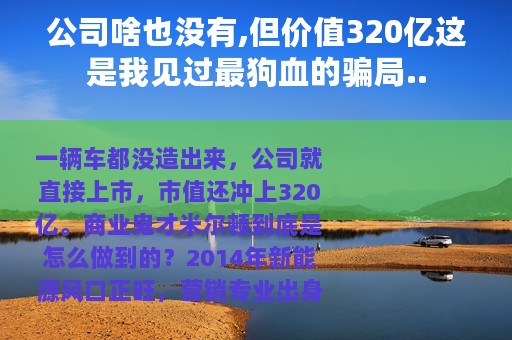 公司啥也没有,但价值320亿这是我见过最狗血的骗局..
