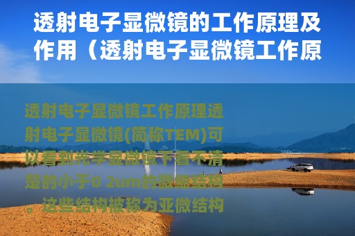 透射电子显微镜的工作原理及作用（透射电子显微镜工作原理及用途）