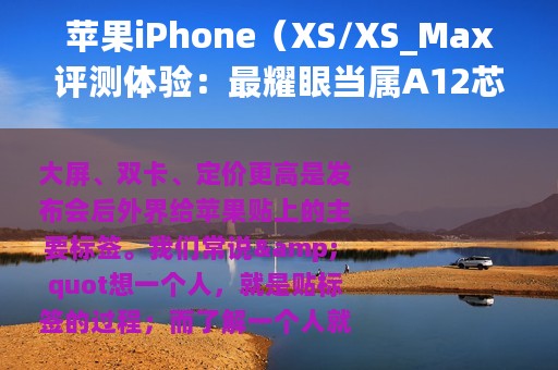 苹果iPhone（XS/XS_Max评测体验：最耀眼当属A12芯片！）