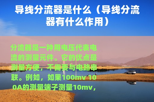 导线分流器是什么（导线分流器有什么作用）
