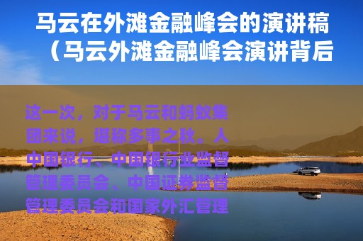 马云在外滩金融峰会的演讲稿（马云外滩金融峰会演讲背后真正的原因）