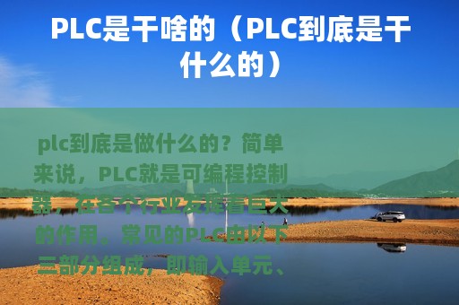 PLC是干啥的（PLC到底是干什么的）