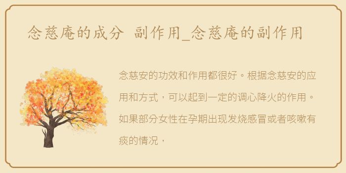 念慈庵的成分 副作用_念慈庵的副作用