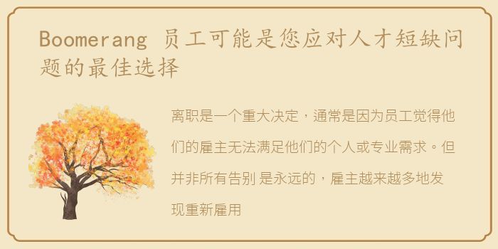 Boomerang 员工可能是您应对人才短缺问题的最佳选择