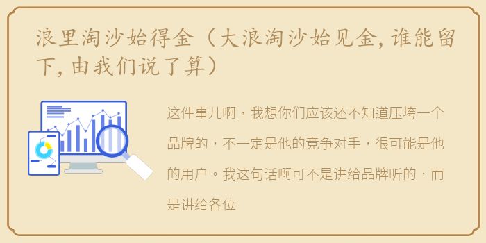 浪里淘沙始得金（大浪淘沙始见金,谁能留下,由我们说了算）