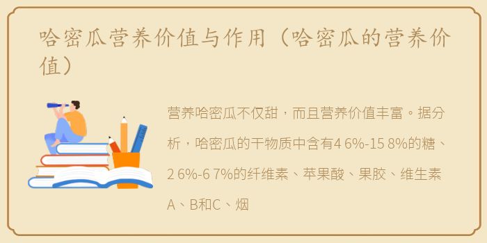 哈密瓜营养价值与作用（哈密瓜的营养价值）