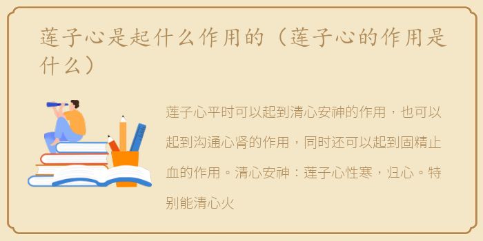 莲子心是起什么作用的（莲子心的作用是什么）