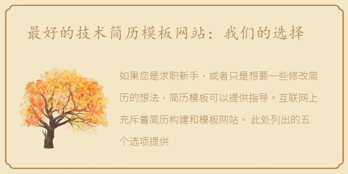 最好的技术简历模板网站：我们的选择