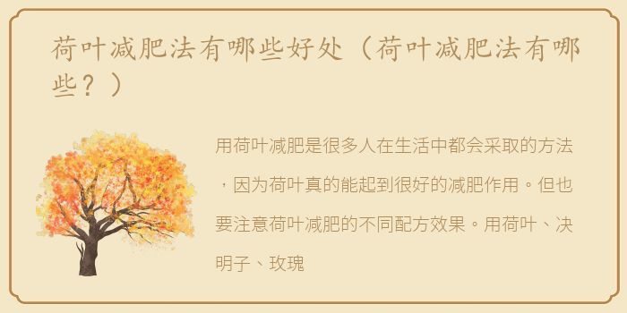 荷叶减肥法有哪些好处（荷叶减肥法有哪些？）