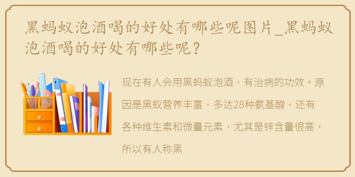 黑蚂蚁泡酒喝的好处有哪些呢图片_黑蚂蚁泡酒喝的好处有哪些呢？