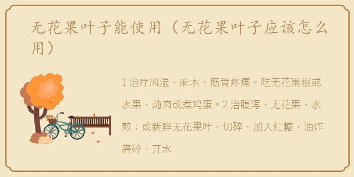 无花果叶子能使用（无花果叶子应该怎么用）