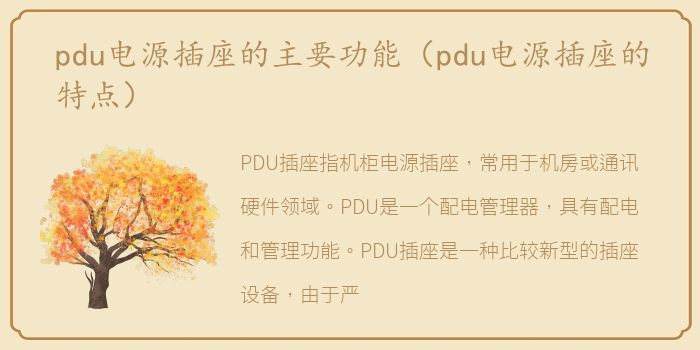 pdu电源插座的主要功能（pdu电源插座的特点）