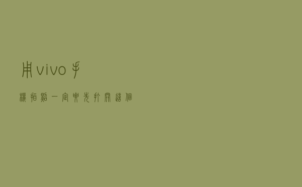 用vivo手机拍照一定要先打开这个设置