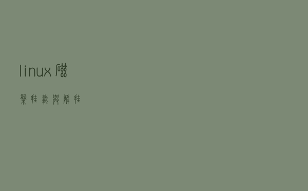 linux磁盘挂载与解挂