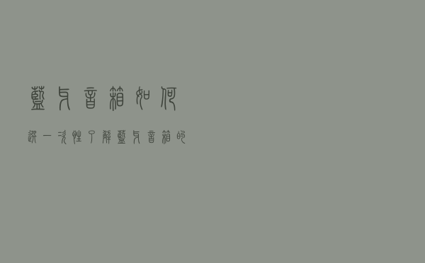 蓝牙音箱如何选？一次性了解蓝牙音箱的种类