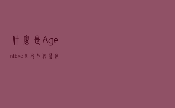 什么是Agent.Exe以及如何禁用它？