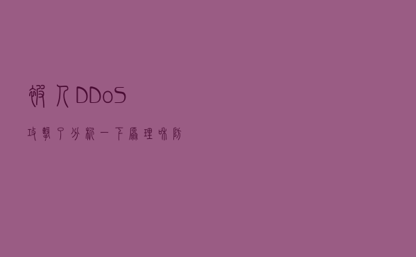 被人DDoS攻击了，分析一下原理和防护