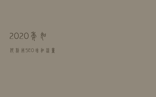 2020年如何利用SEO增加流量？