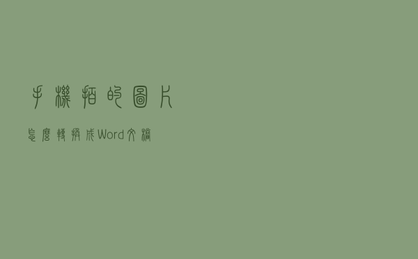 手机拍的图片怎么转换成Word文档，这样操作分分钟搞定