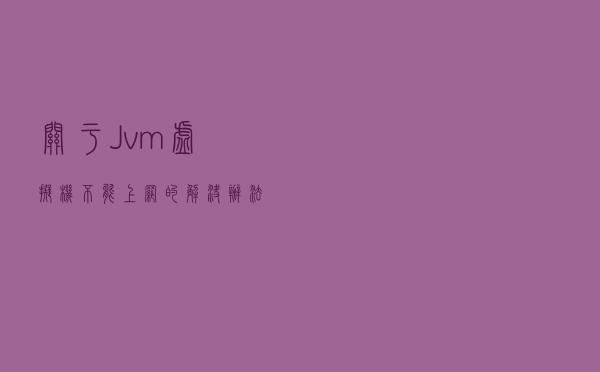 关于Jvm虚拟机 不能上网的解决办法