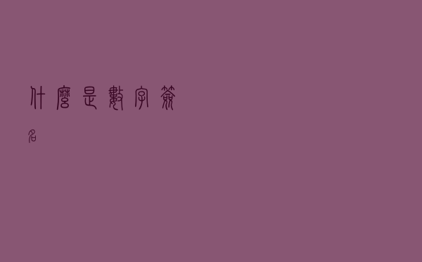 什么是数字签名？