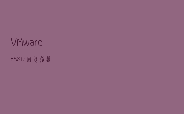 VMware ESXi 7安装指导