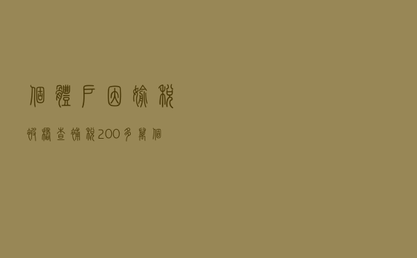 个体户因偷税被稽查，补税200多万！个体户要小心这些误区