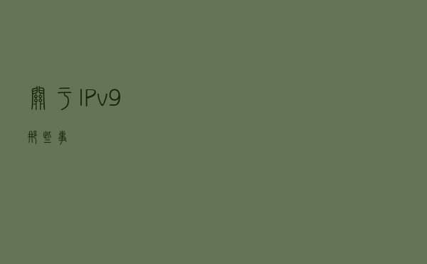 关于IPv9那些事