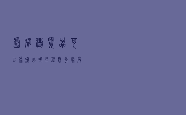虚拟浏览器可以虚拟出哪些信息？真实度怎么样？