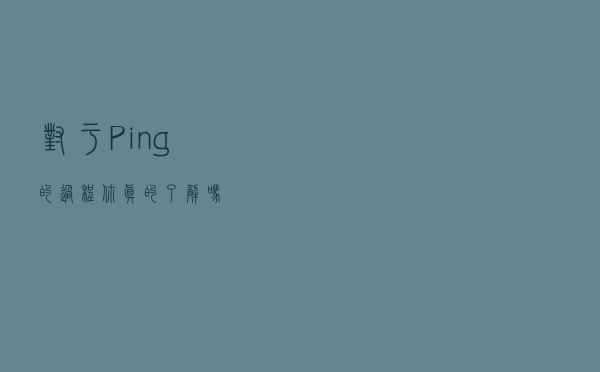 对于Ping的过程，你真的了解吗？