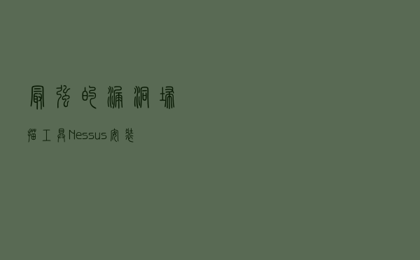 最强的漏洞扫描工具Nessus安装教程